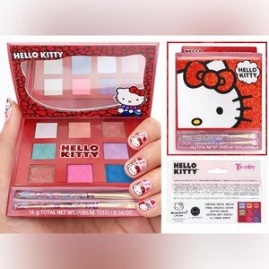 HELLO KITTY Eyeshadow 8 Color Shades Palette Set | Mirror & Brushes NWT